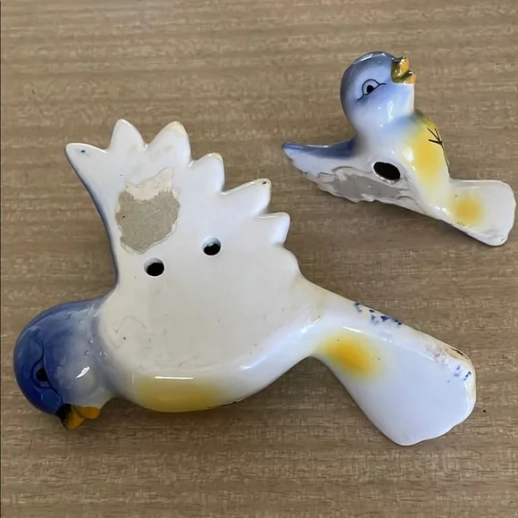 Vintage Ceramic Blue Birds Mother and Baby Wall Hangers - Picture 7 of 10